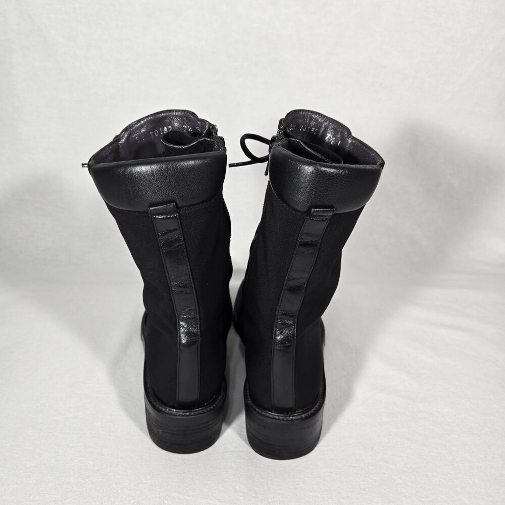 STUART WEITZMAN Eclectic Grandpa BLACK Nylon Upper Combat Boots Women Size 7.5B - Picture 15 of 17